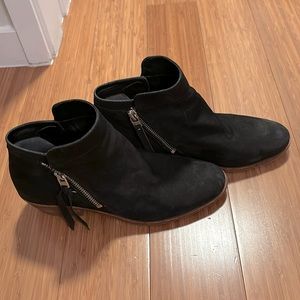 Black Sam Edelman double zipper booties with wooden heel